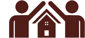 Icon of a family holding hands over a home to simulate a family-owned and operated business